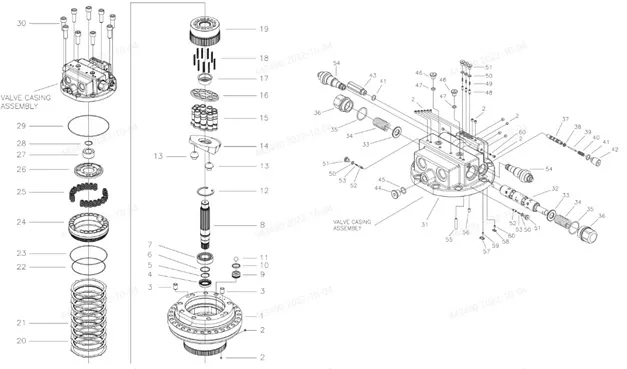 Мотор движения экскаватора SDLG (гидравлическая часть 2 ступени)